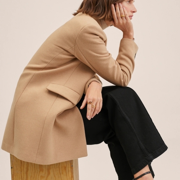 MANGO Lapels wool coat. Tan. Size Large. NWOT - Picture 6 of 16